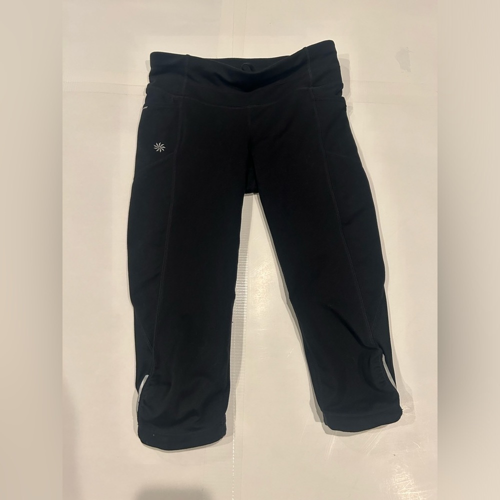 Athleta Cropped Leggings Womens XS Black Pockets Gym Running